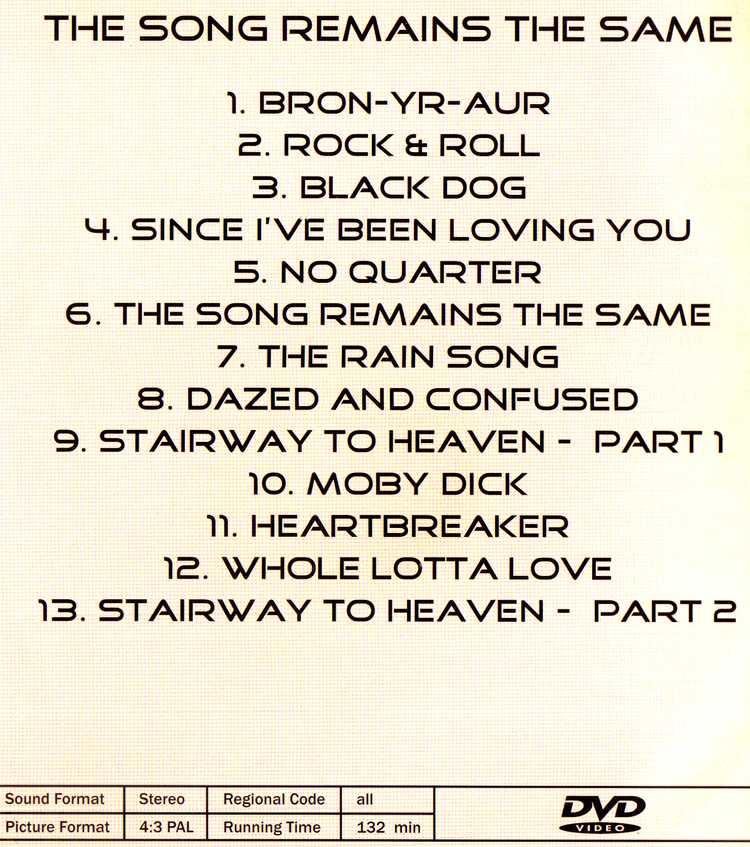 Led Zeppelin DVD The Song Remains The Same